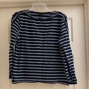J. Crew Dark Blue and Light Gray Striped Top